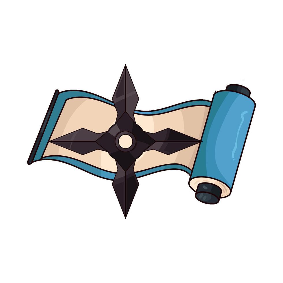 Japanese shuriken and paper rolls vector