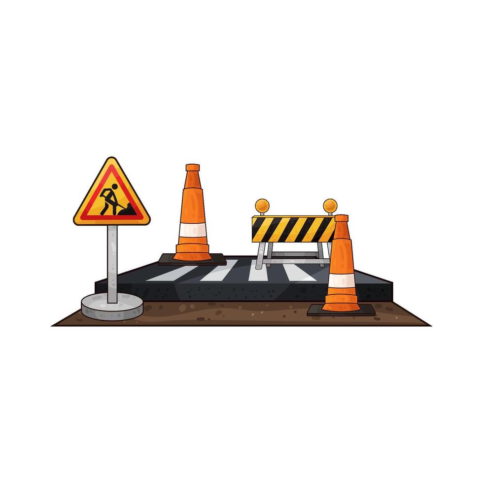 barriers with traffic cones in the middle of the road vector
