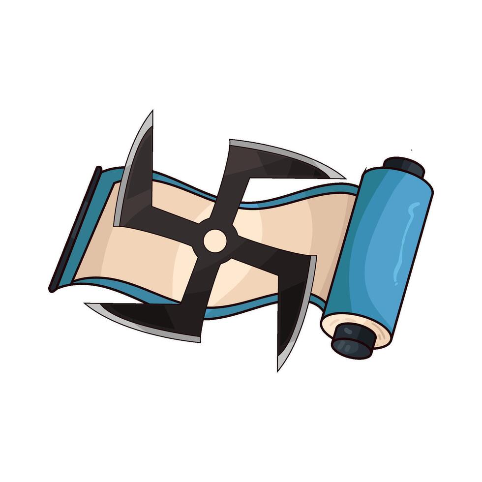 paper rolls with shuriken illustration vector