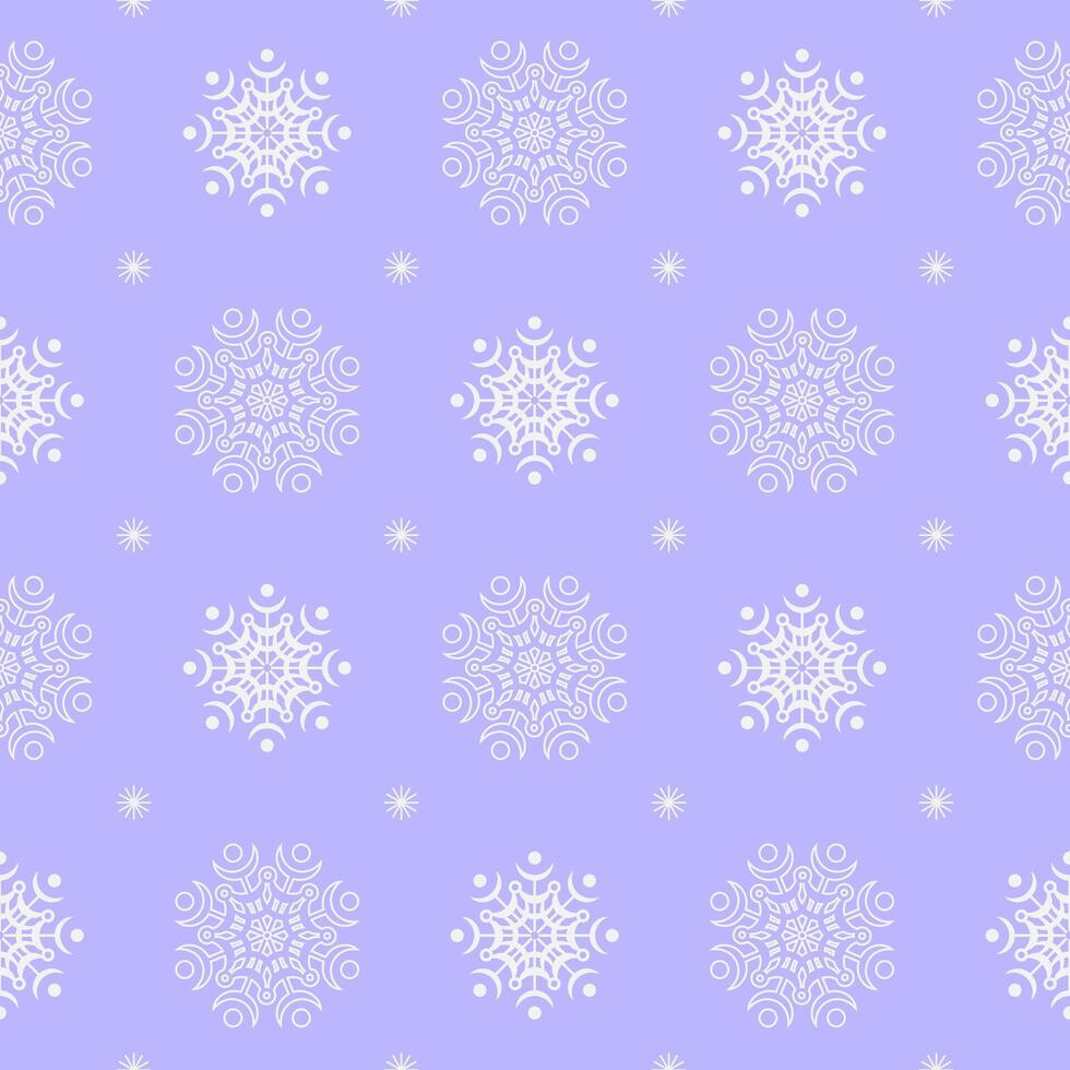 Seamless pattern of white snowflakes on lilac background. vector