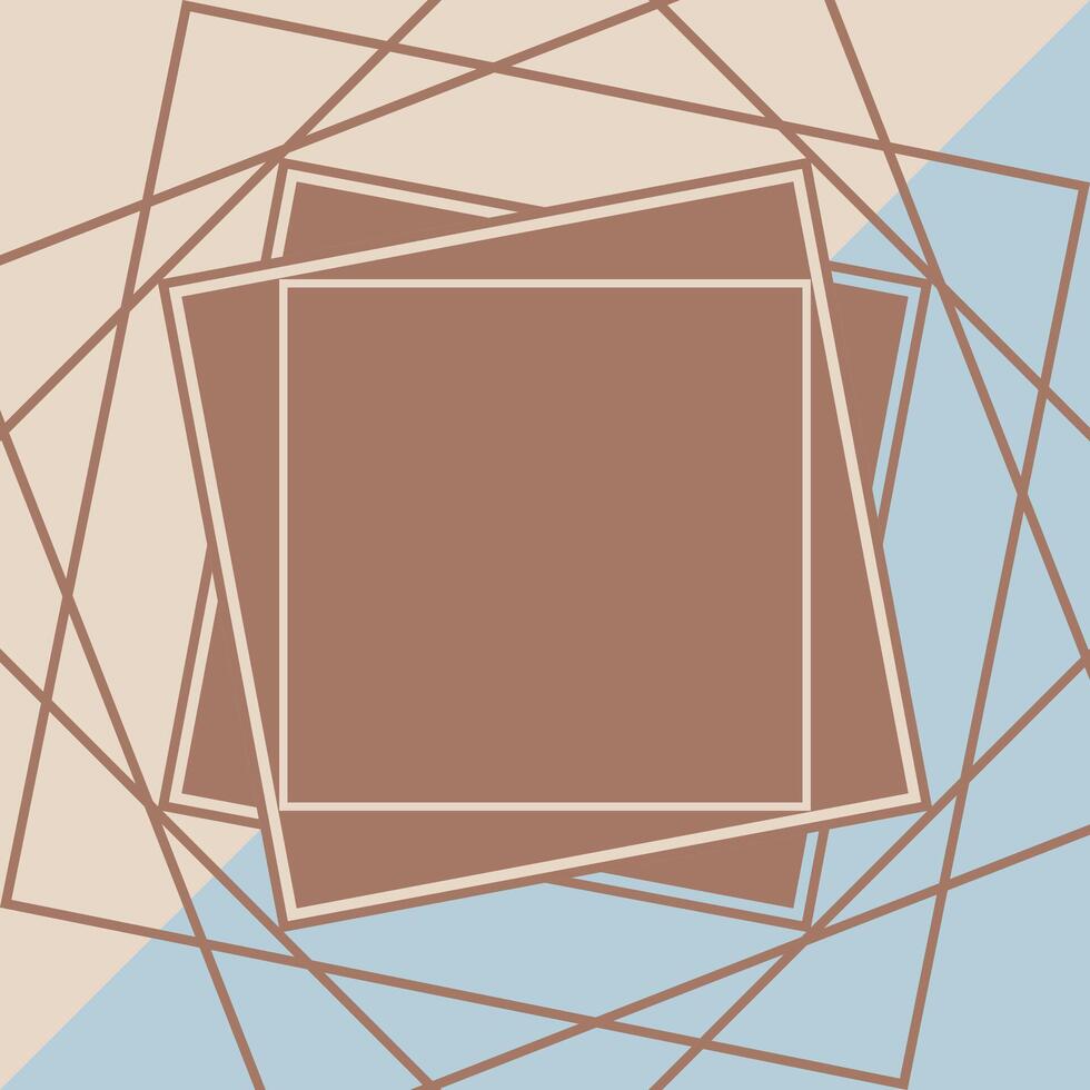 Trendy abstract square frame with mocha mousse color square frame, color of the Year 2025. vector
