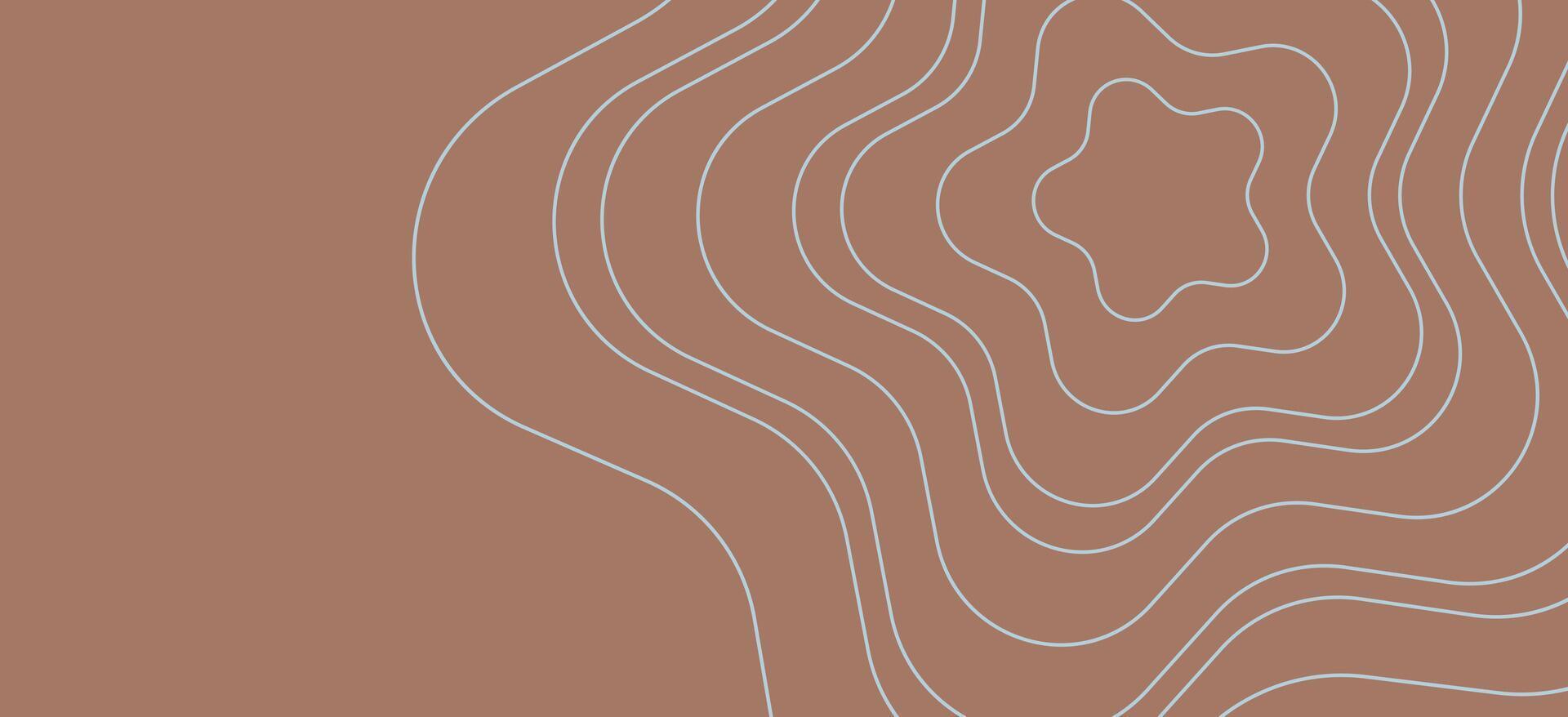 Trendy abstract banner template with wave lines on Mocha mousse background. Color of the Year 2025. vector