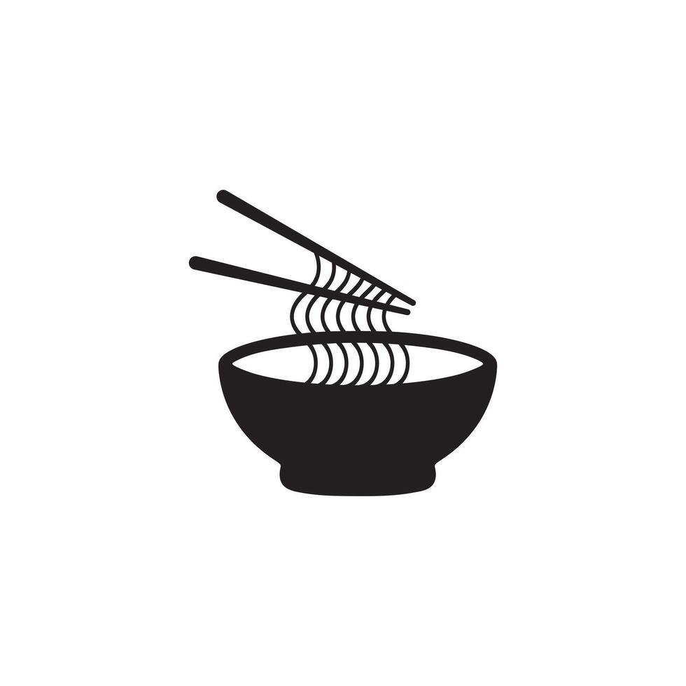 Ramen Chopstick with Bowl Symbol Logo Stock Image. vector