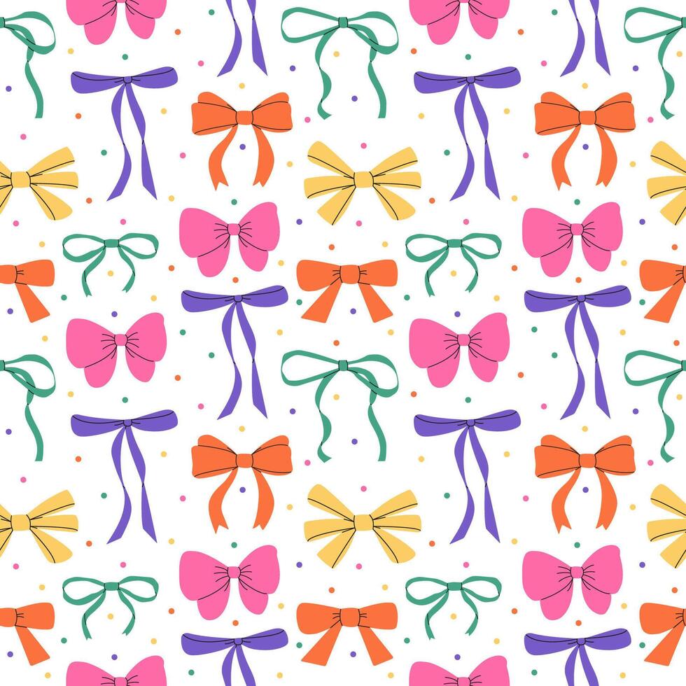 Contemporary colorful bow knots seamless pattern vector