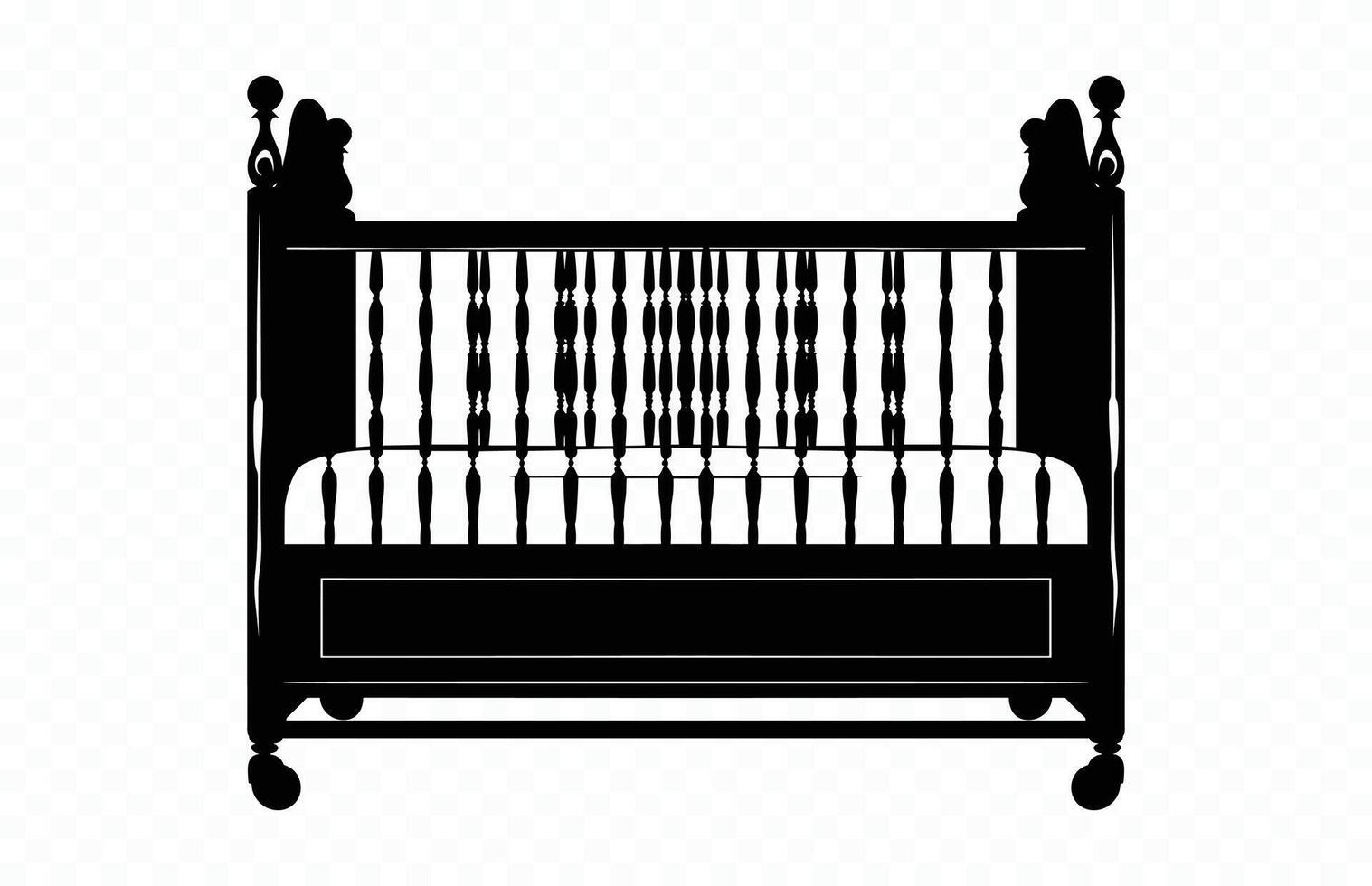 Baby Crib Silhouette isolated on a white background vector