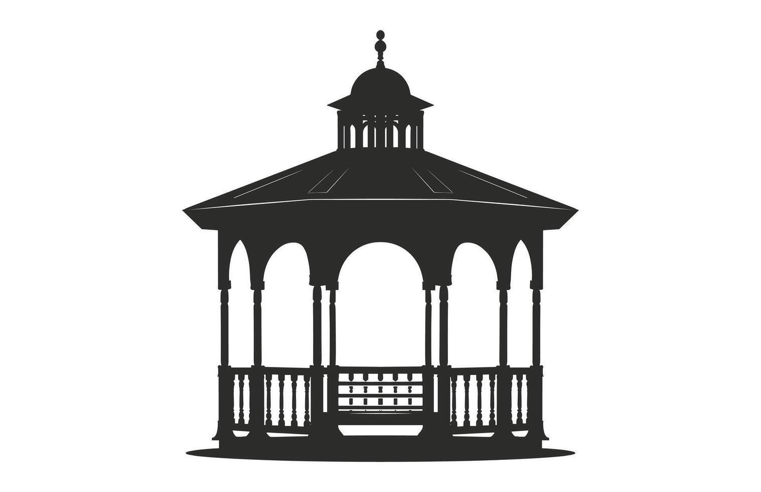 Gazebo Silhouette Clipart isolated on a white background vector