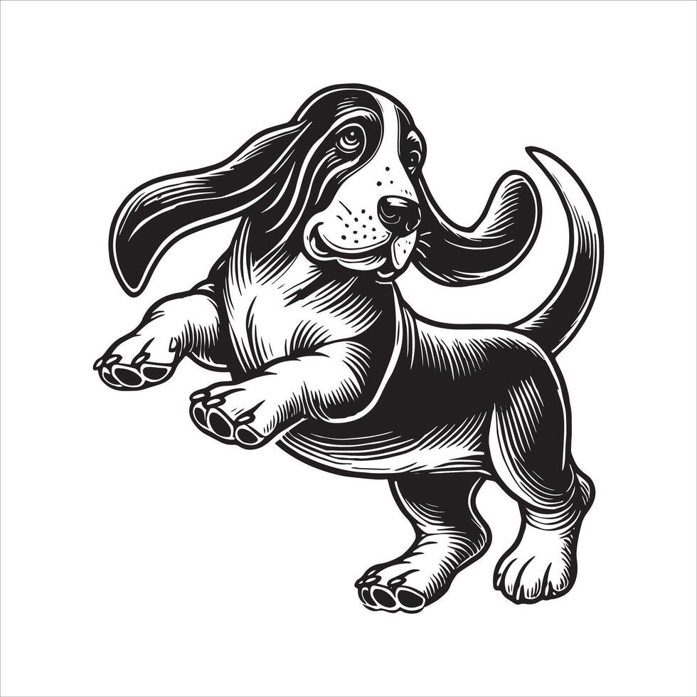 Paws in Motion The Dancing Basset vector