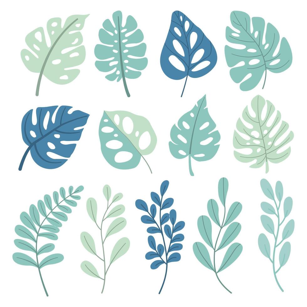 Hand drawn leaves shape. Leaves decorative elements. vector