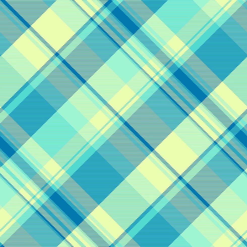Weave texture textile, valentines day check tartan background. Stitch plaid seamless fabric pattern in lime and cyan colors. vector