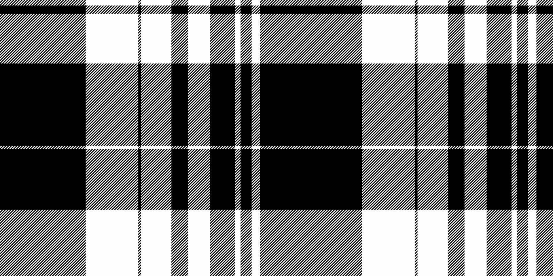 Cross plaid tartan fabric, occupation check textile texture. Outfit pattern background seamless in black and white colors. vector