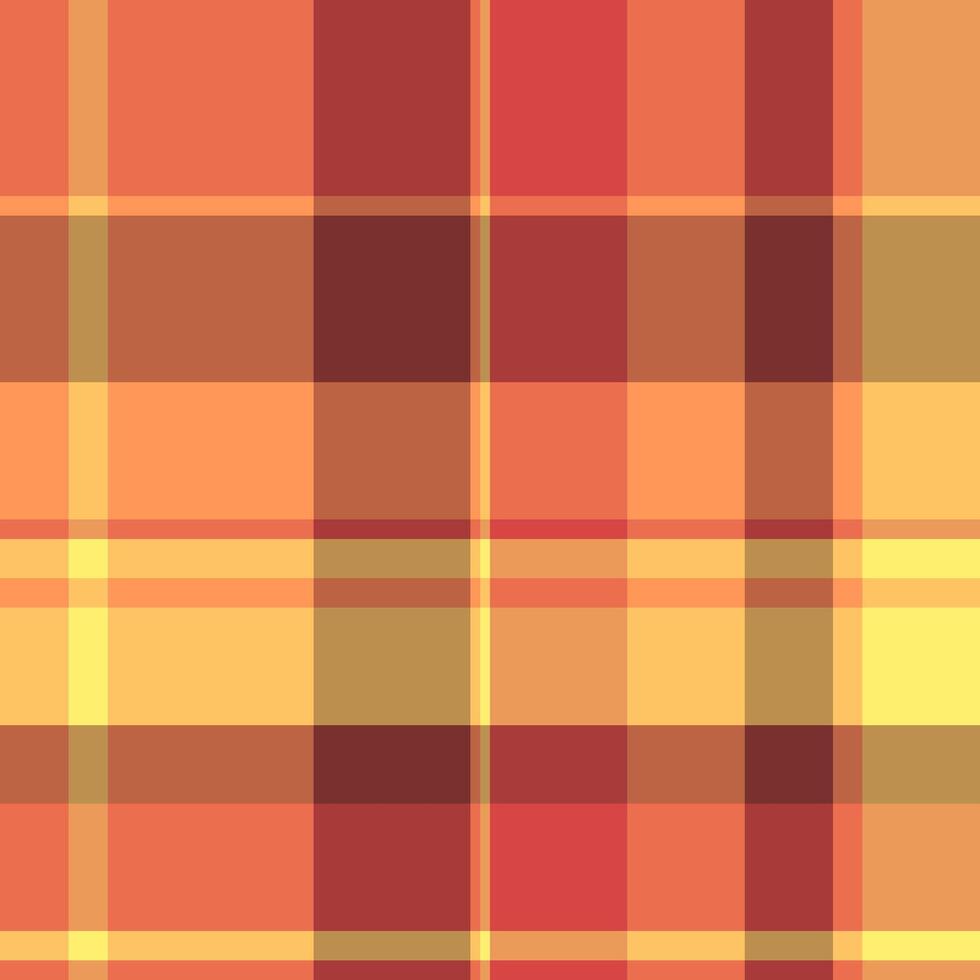 Nostalgia plaid seamless check, festive pattern fabric texture. Diwali background textile tartan in red and orange colors. vector