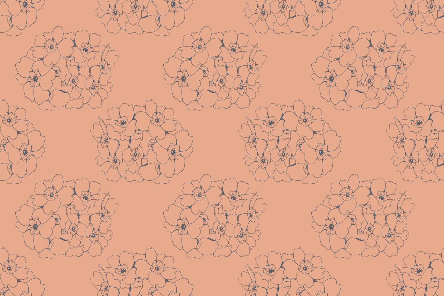 Hand drawn floral pattern design. Flower drawing simple ornament. vector
