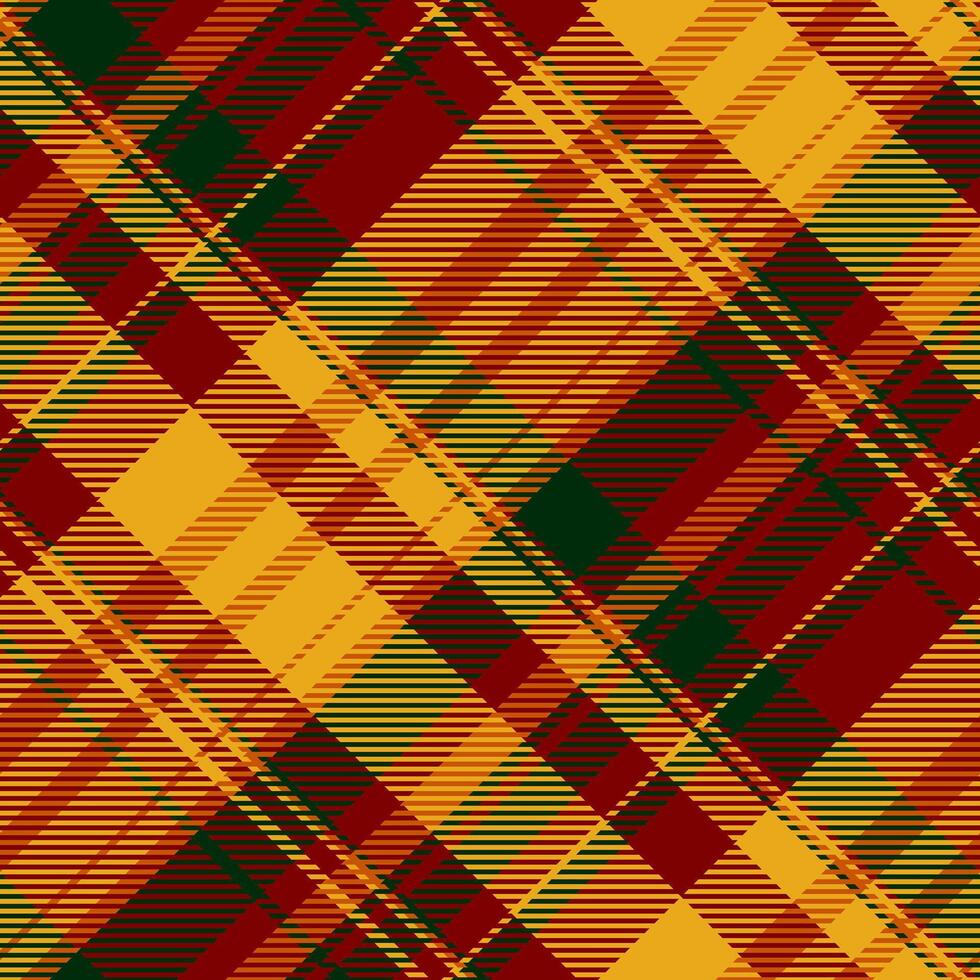 Comfort seamless plaid fabric, rug textile check background. Halloween tartan pattern texture in maroon and amber colors. vector