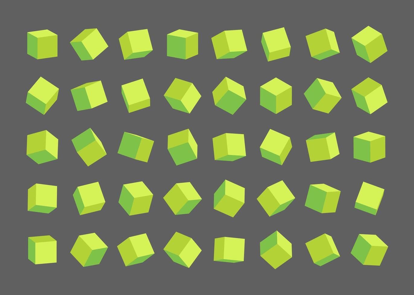Set of different green cubes. illustration vector