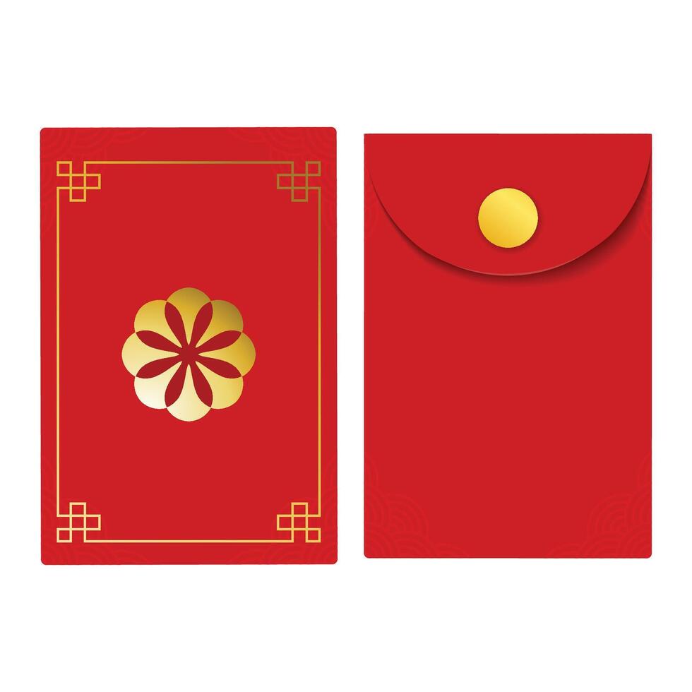 Chinese angpao envelope design. red Hongbao envelope. isolated Chinese angpao gift with Lotus flowers icon vector