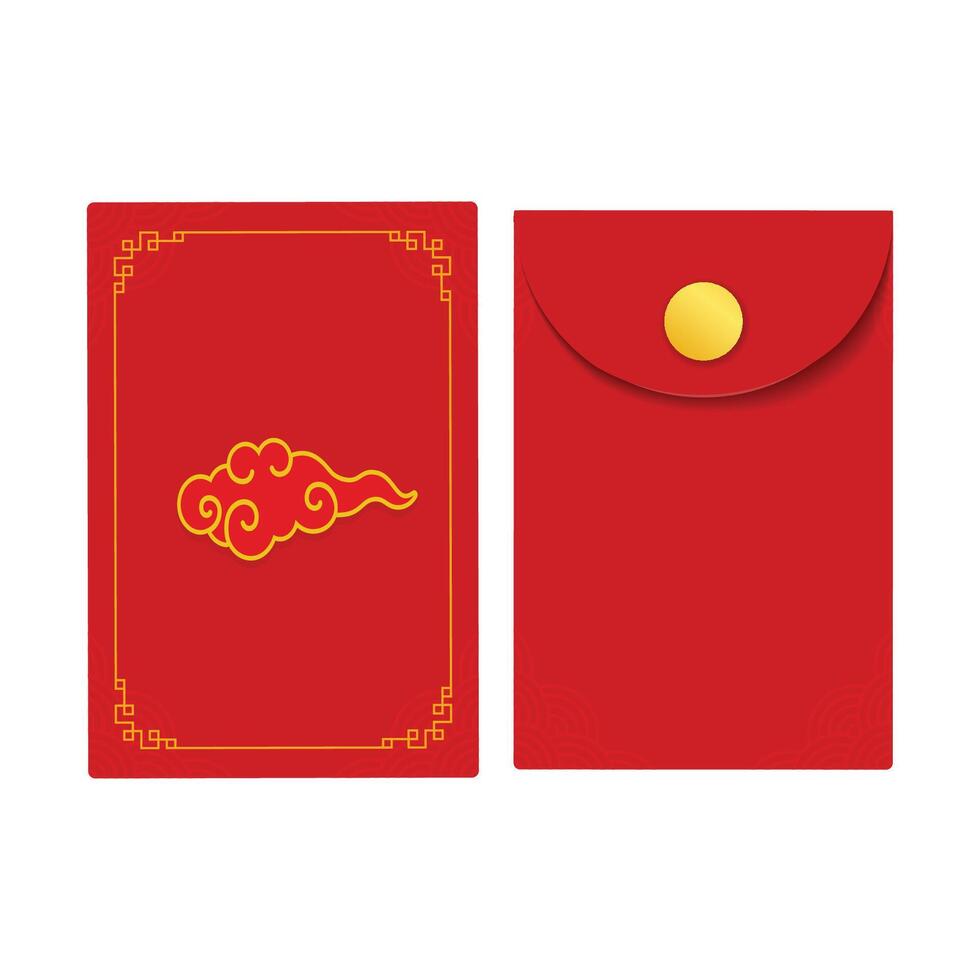 Chinese angpao envelope design. red Hongbao envelope. isolated Chinese angpao gift with Megamendung icon vector