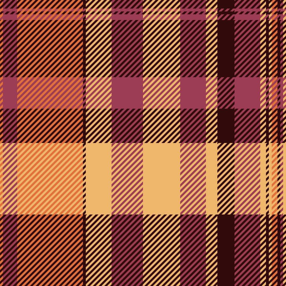 Trousers textile check tartan, hounds plaid background. Aged pattern seamless fabric texture in orange and dark colors. vector