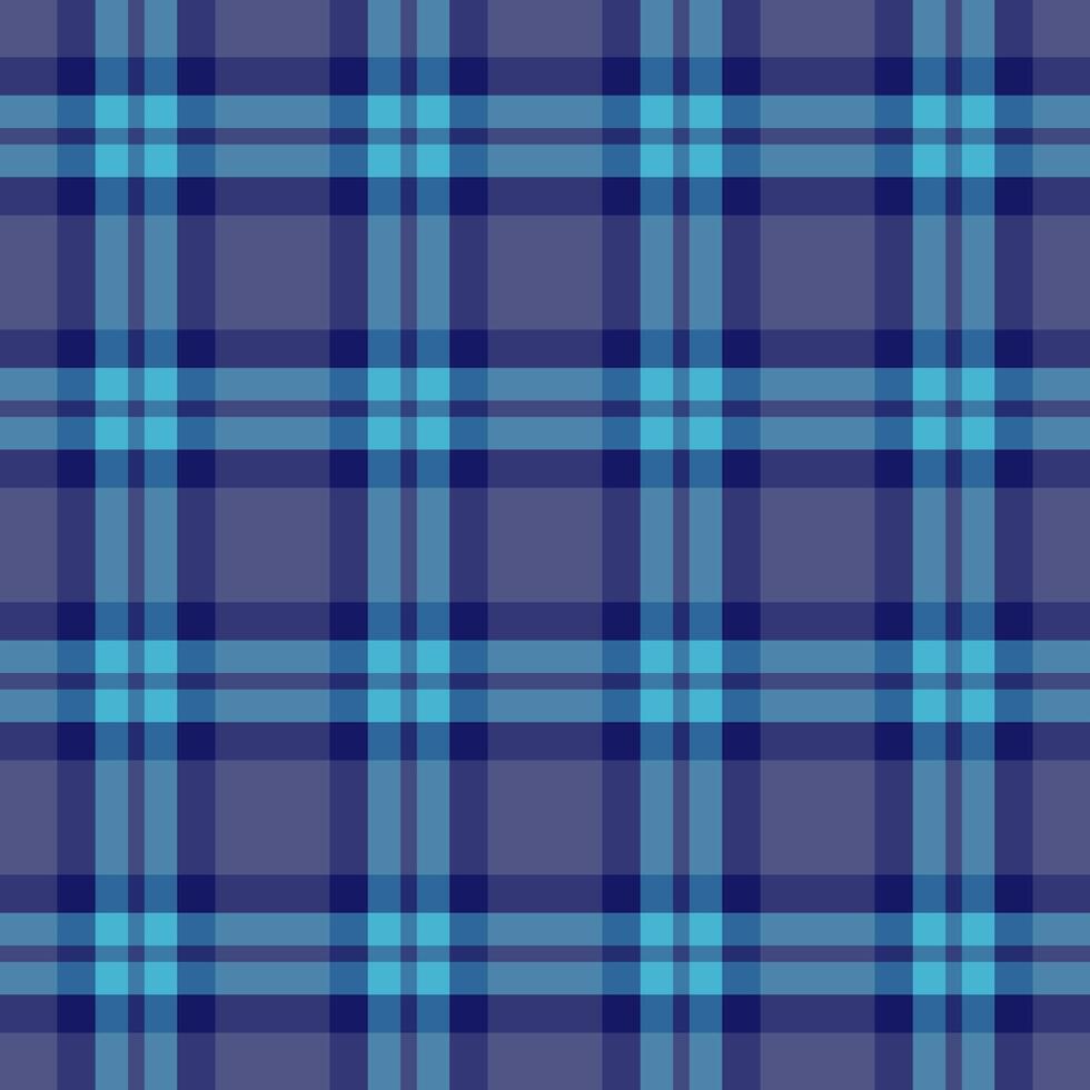 Aged fabric textile tartan, 50s check pattern . Picnic blanket texture background seamless plaid in blue and cyan colors. vector