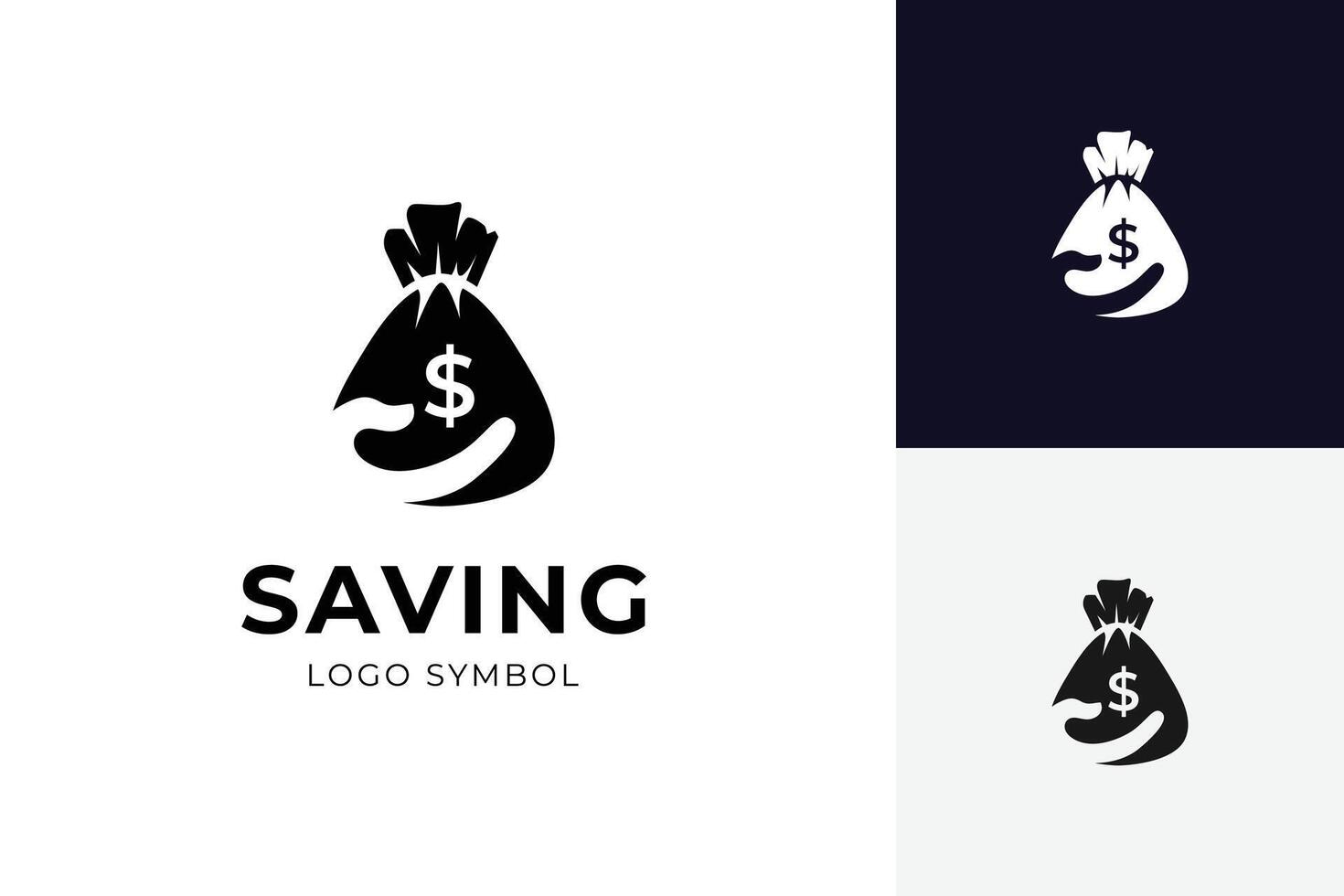 Bag of money logo icon design with hand holding concept for saving wealth logo template vector