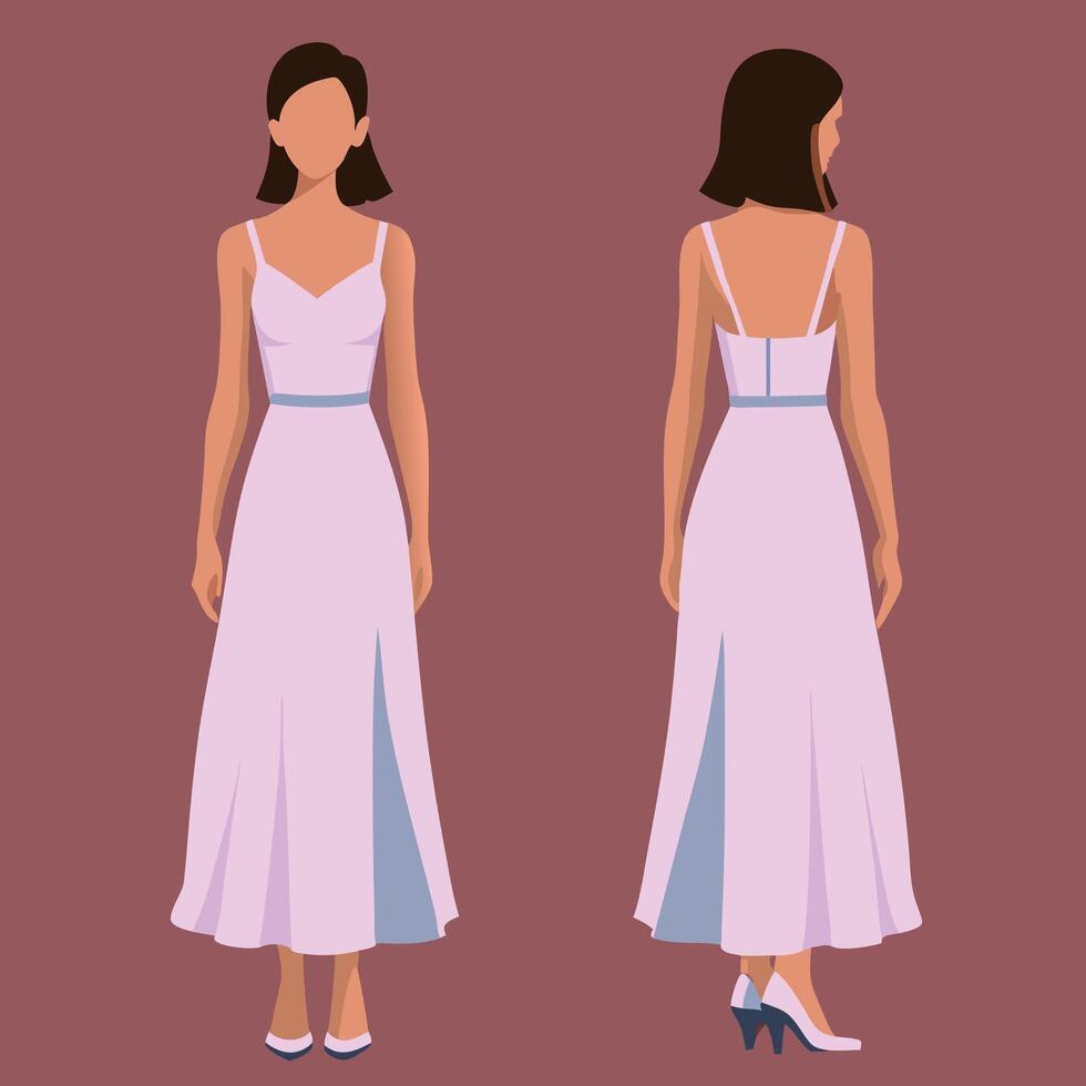 Fashionable women's dress illustration vector