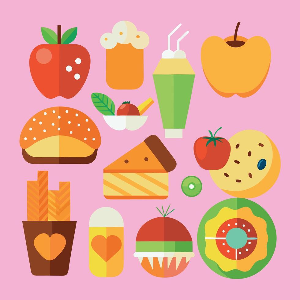 Cartoon Style Fast Food Items vector