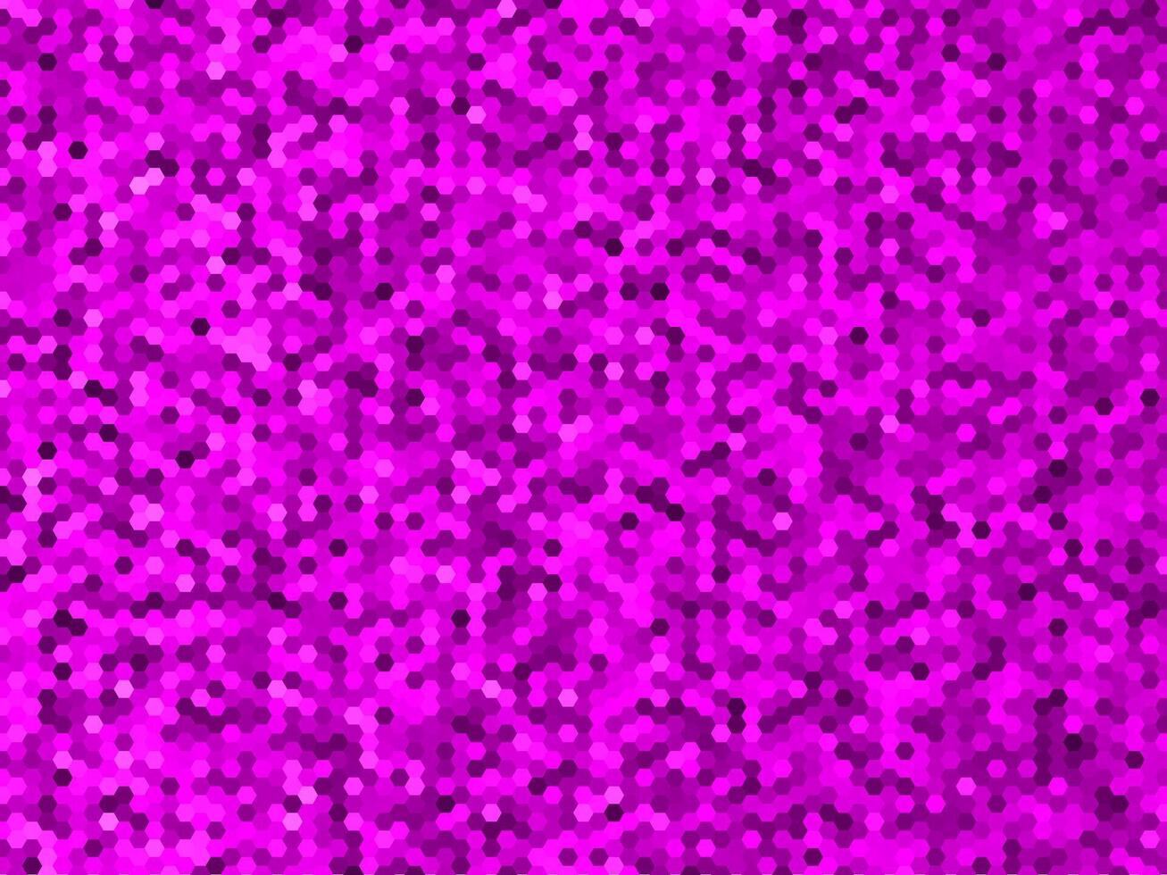 A vibrant hexagonal mosaic pattern in various shades of pink and purple, creating a playful and energetic visual with a seamless gradient effect for a bold and modern look. vector