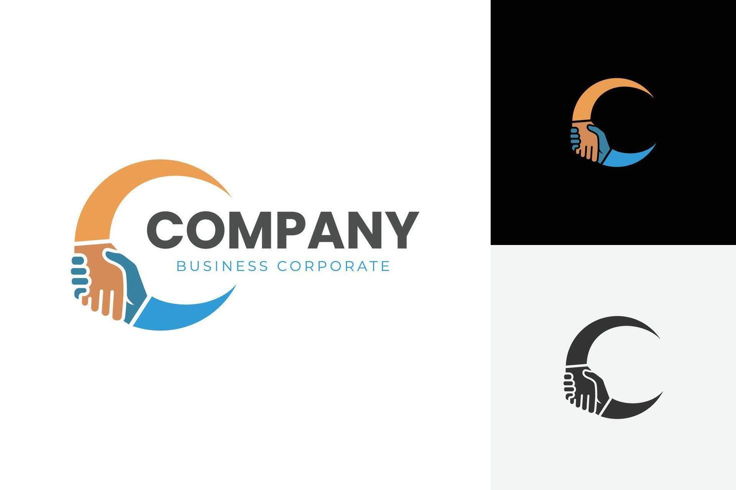 handshake deal logo icon design with a circle round for business partner logo template vector