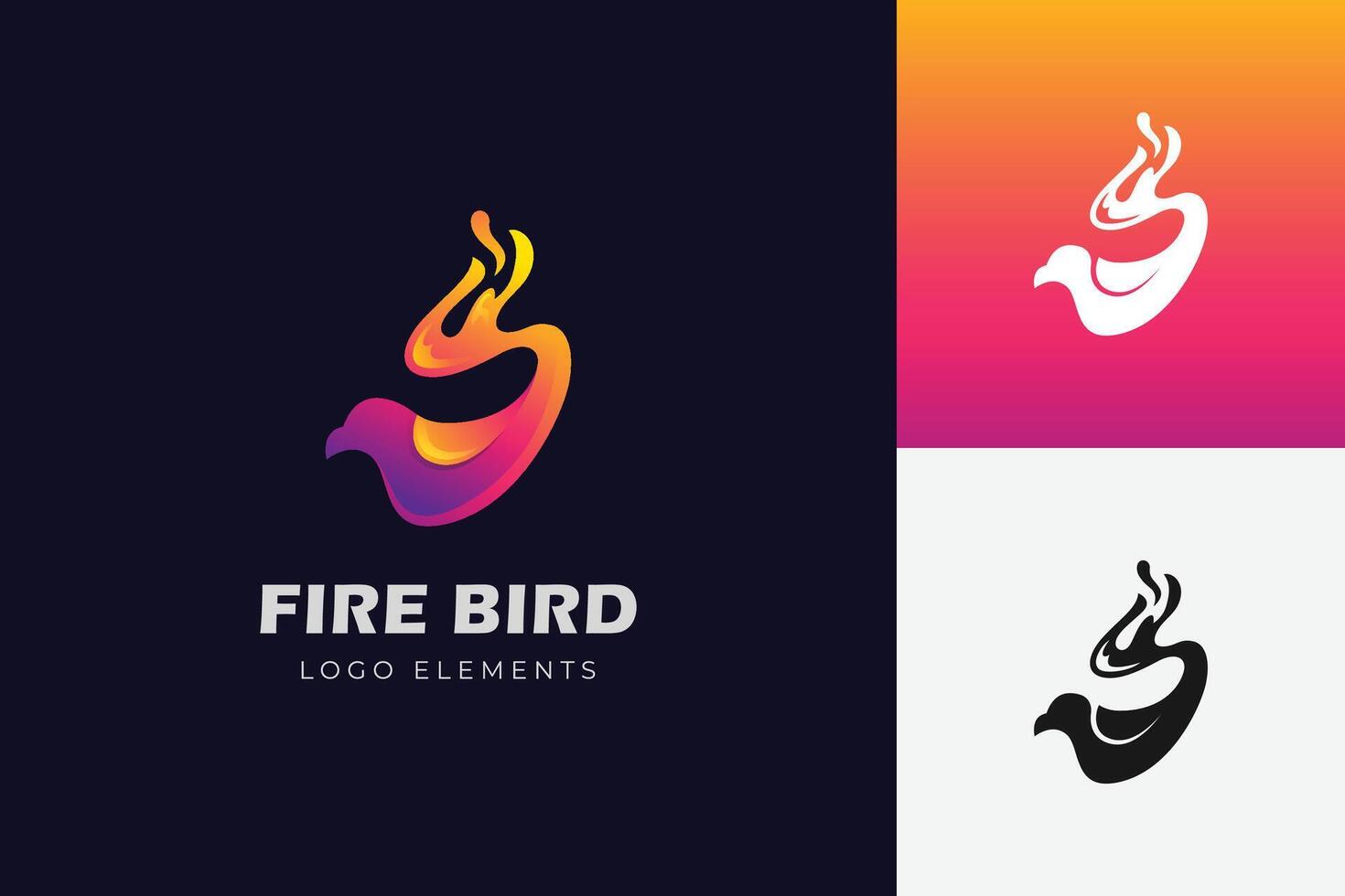 Fire bird gradient logo design with colorful shape energy symbol. logo illustration vector