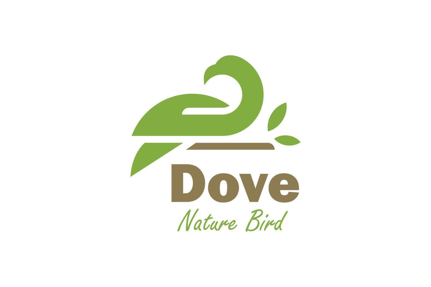 Nature bird dove or pigeon logo icon design with leaf symbol for beauty and nature product, abstract peace bird logo template vector