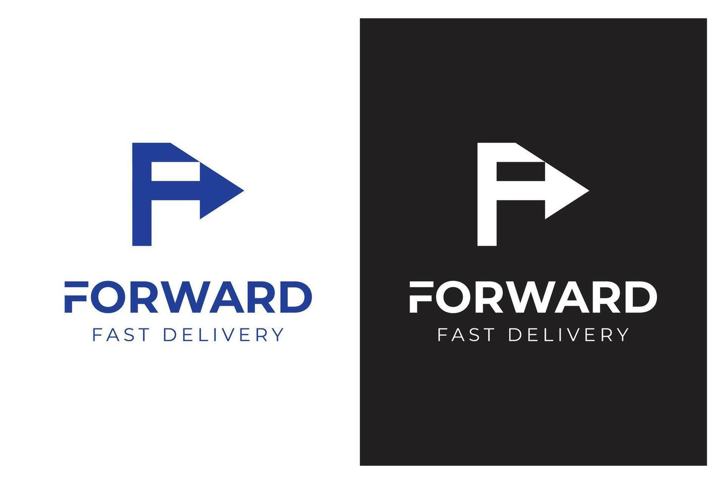 Forward logo with letter f and arrow right icon design for logistic, finance and shipping logo template vector