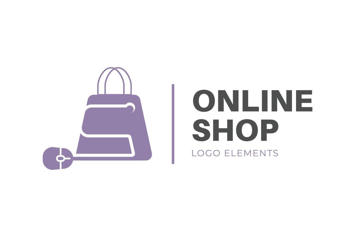 Online Shop logo design with mouse and shop bag graphic concept logo element symbol vector