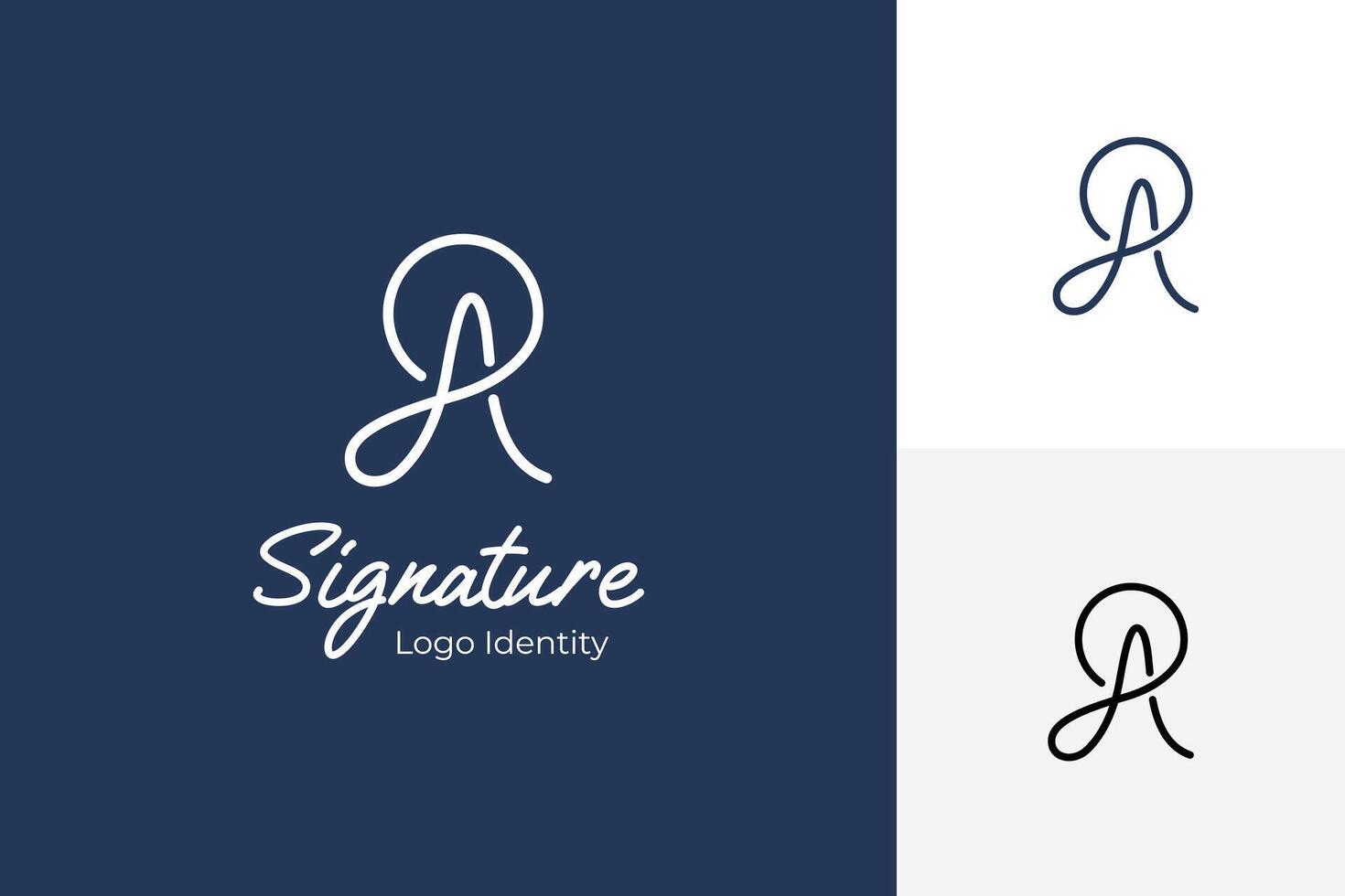 Initial RA signature identity logo design, calligraphic logotype. Creative alphabet logo design vector