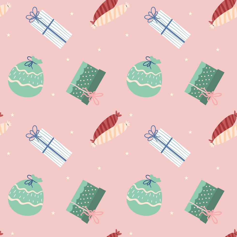 Seamless Pattern hand drawn birthday present vector