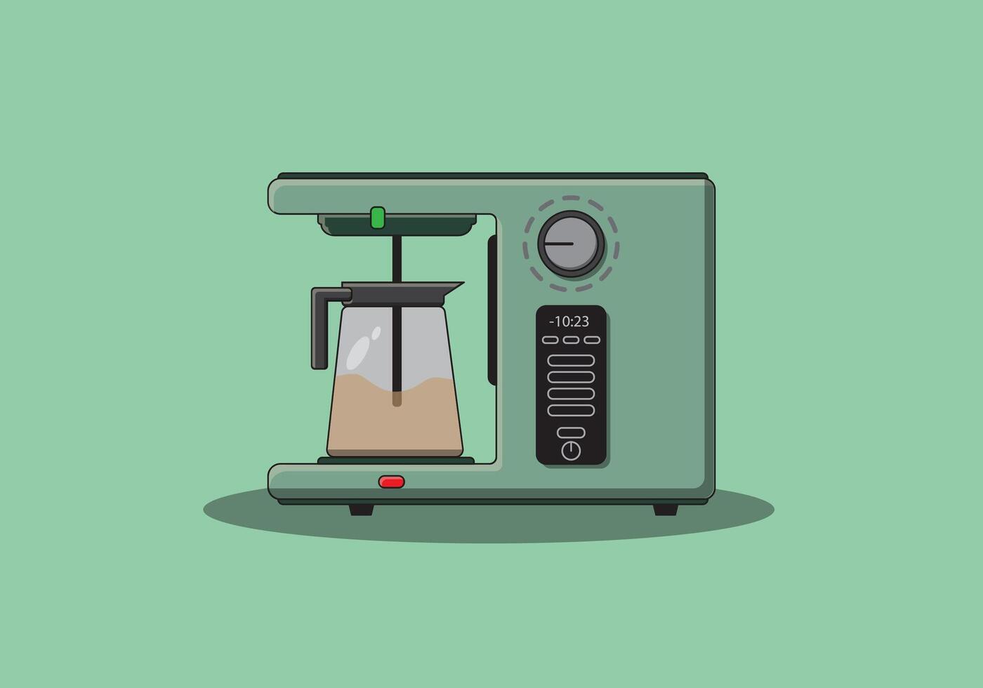 illustration of coffee maker equipped with a thermos filled with coffee in a flat design vector