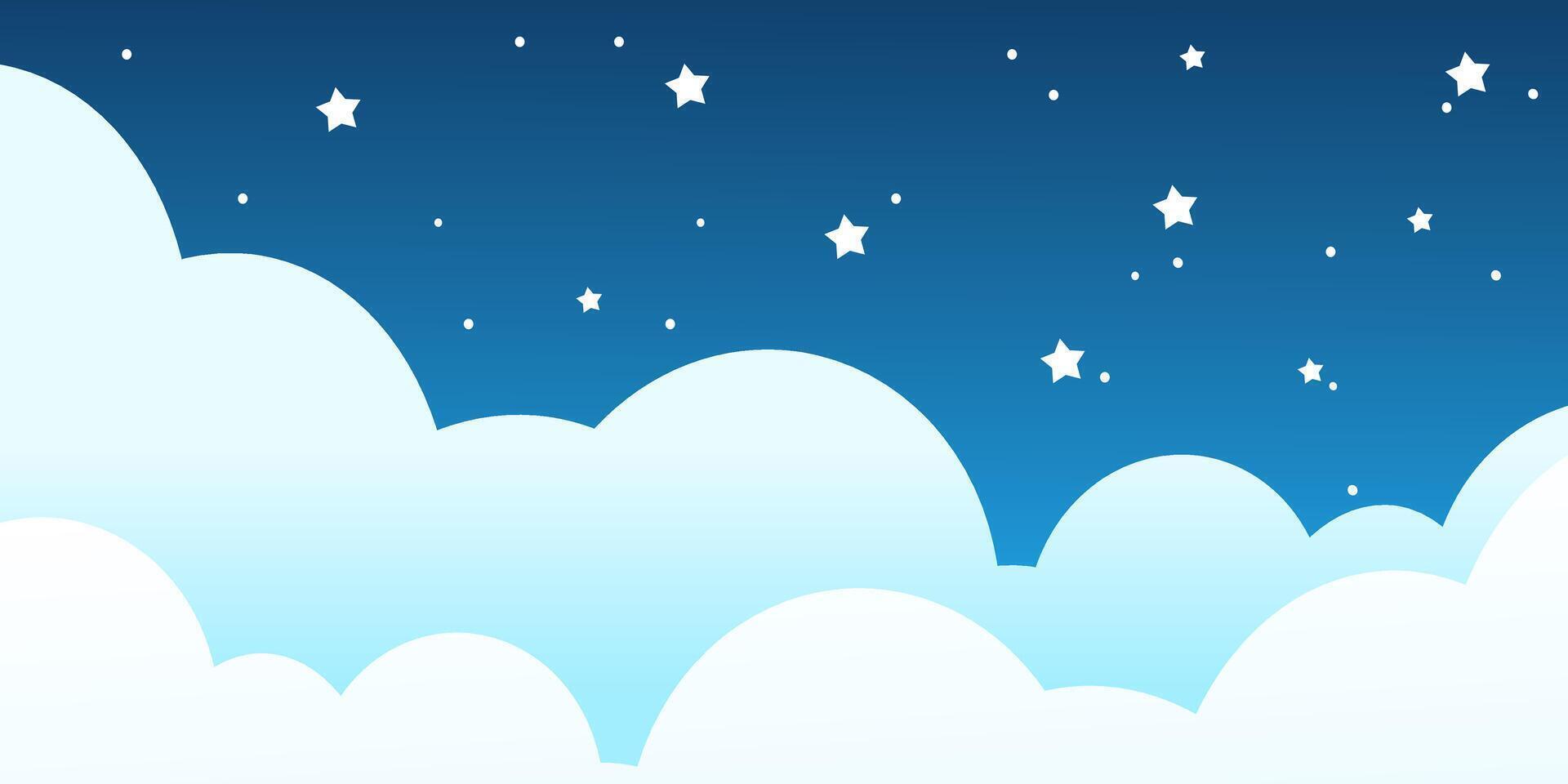 A cartoon illustration of clouds and stars vector