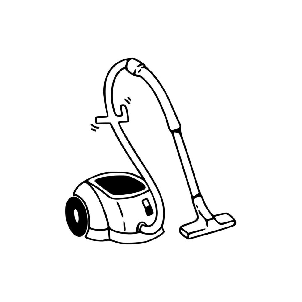 A black and white drawing of a vacuum cleaner vector