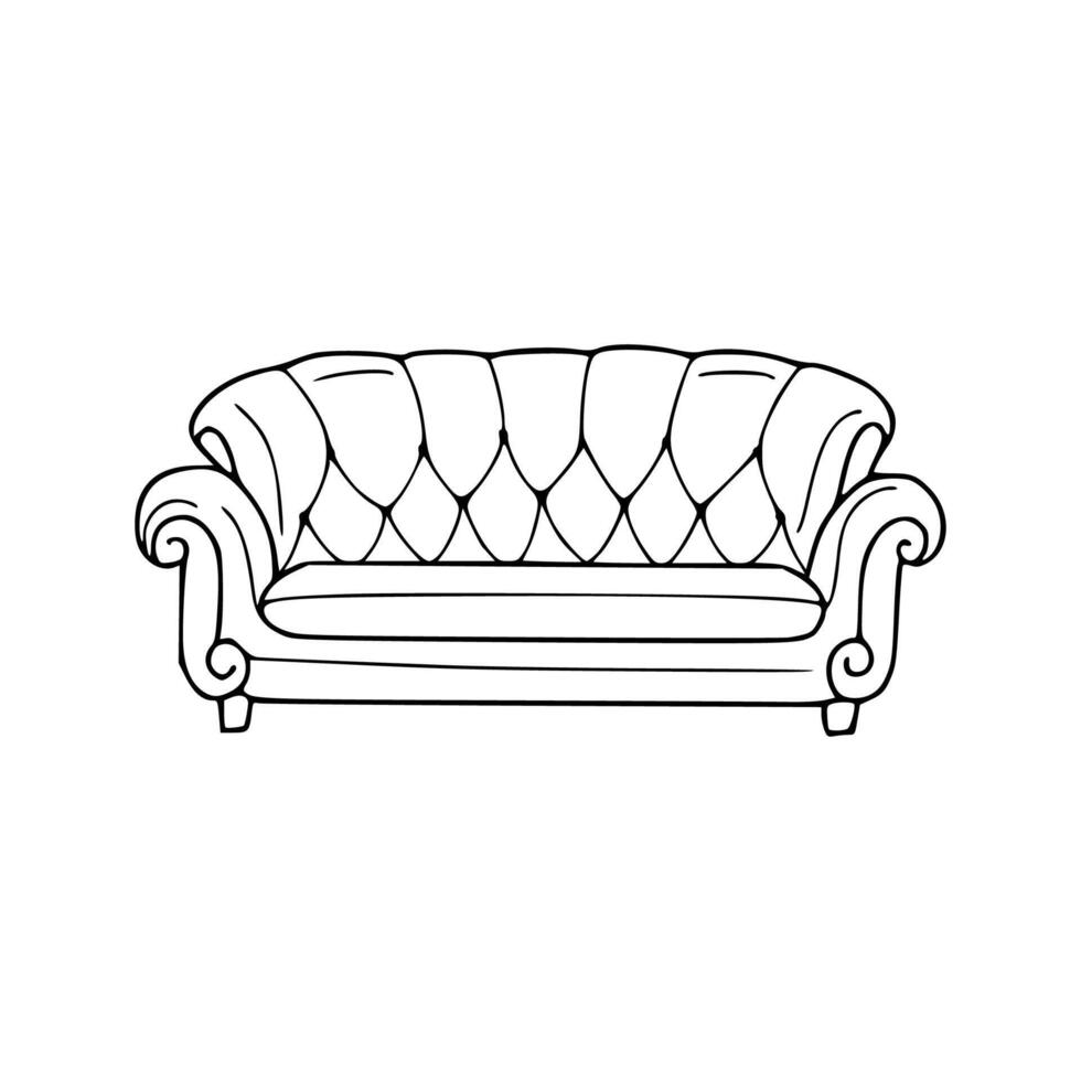 A black and white drawing of a couch vector
