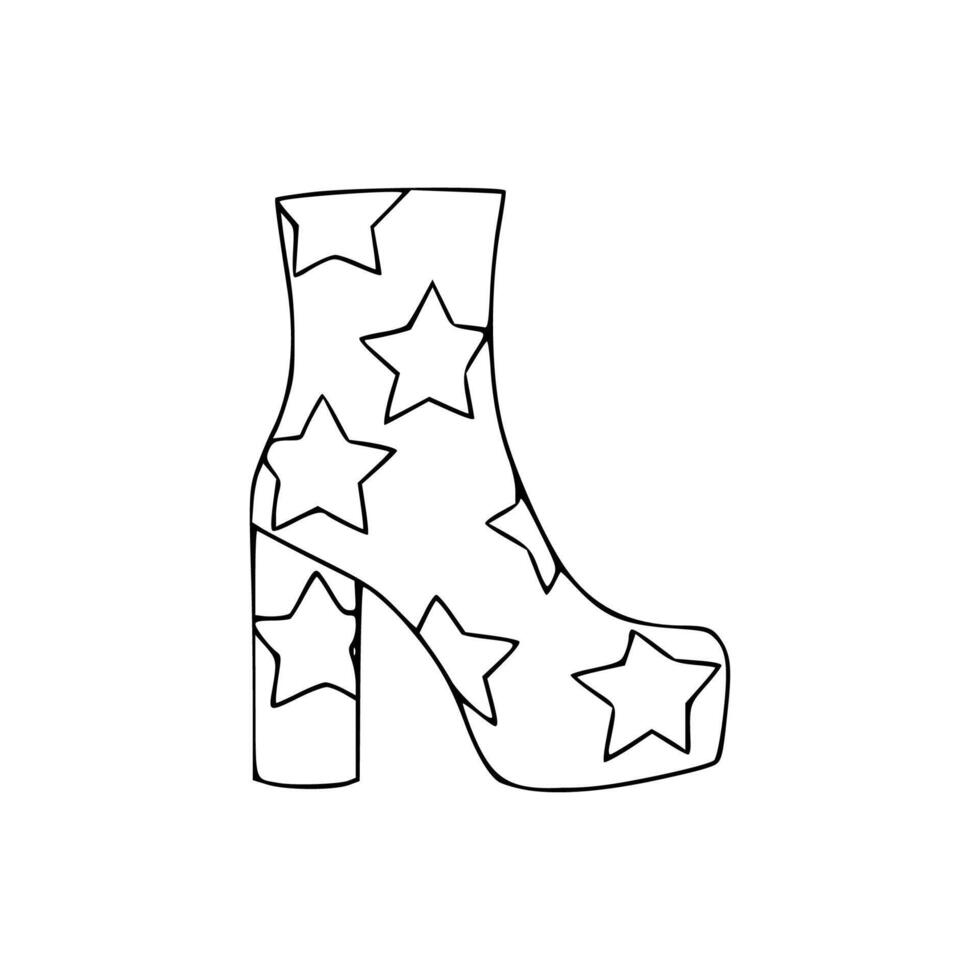 A drawing of a star boot with a star print vector