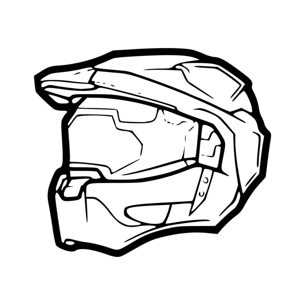 A drawing of moto cross helmet vector