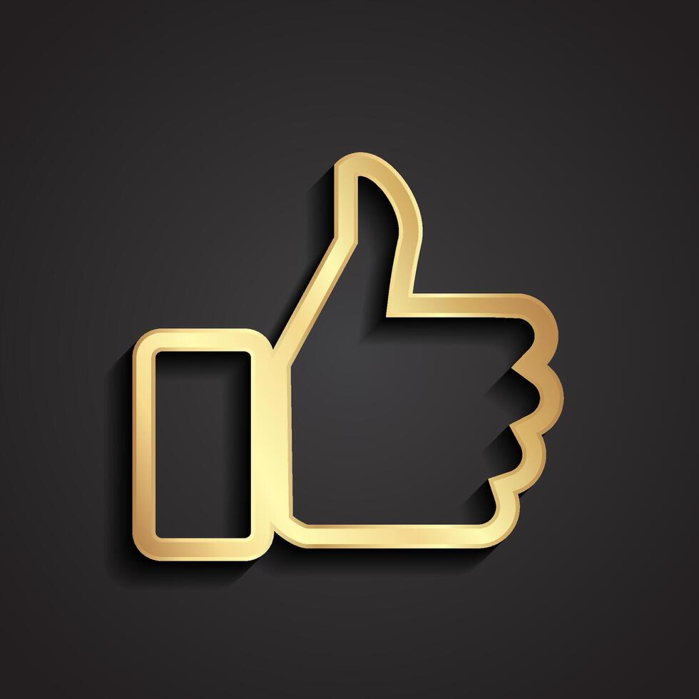 thumbs up 3d golden symbol vector