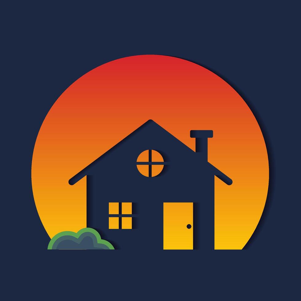 house outline before the sun simple logo vector