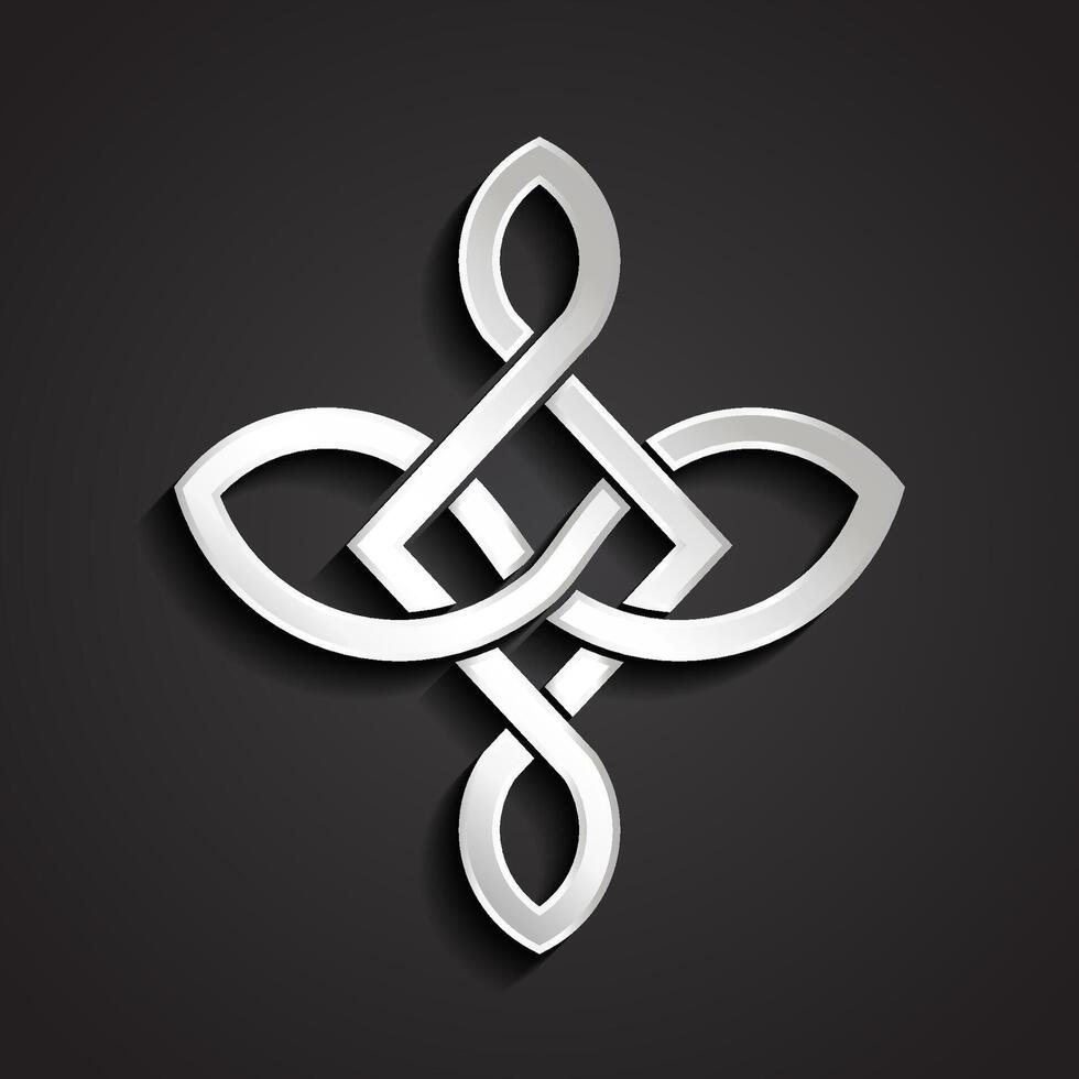 3d silver beautiful shape knot logo vector