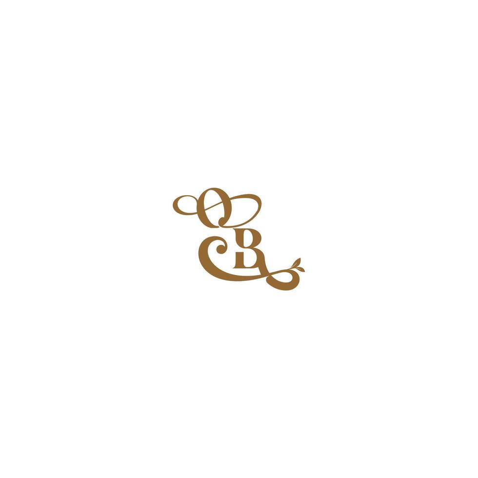 monogram wedding concept initial leaf line OB modern organic logo letter vector