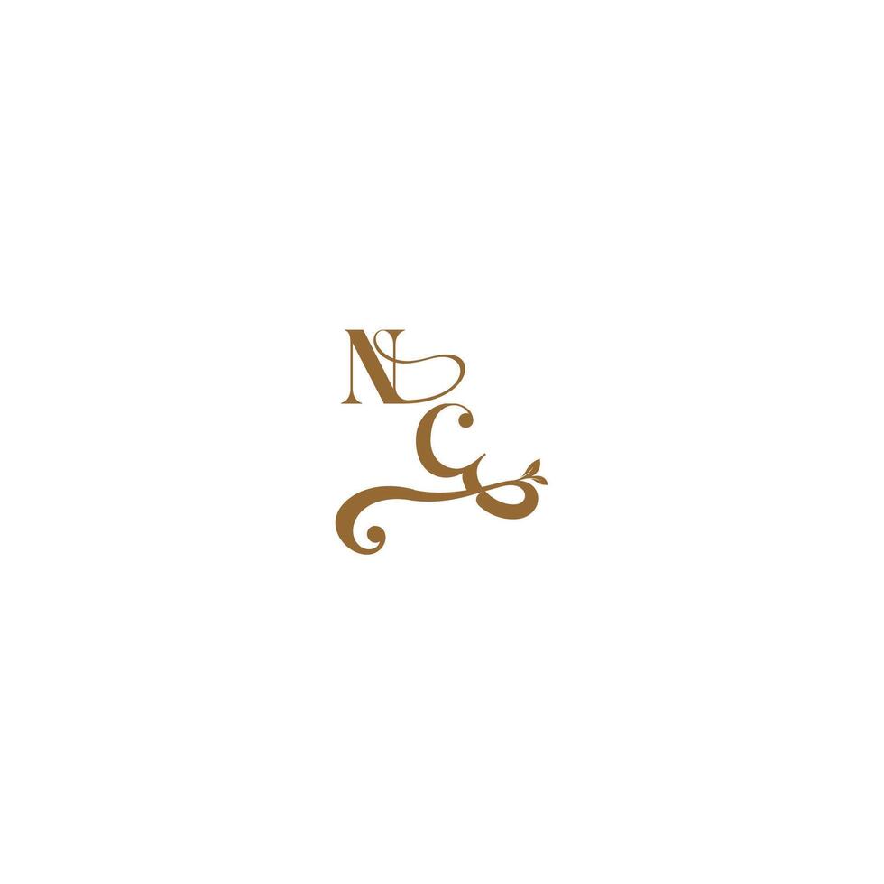 monogram wedding concept initial leaf line NC modern organic logo letter vector
