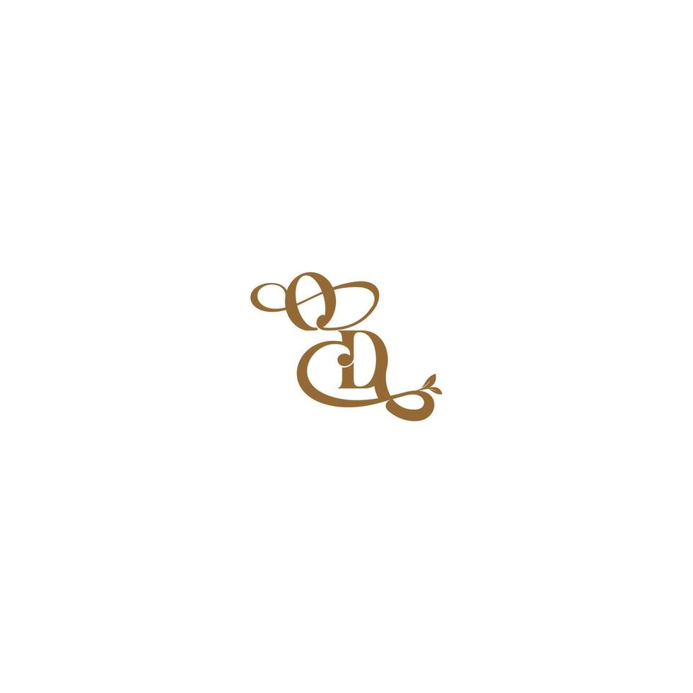monogram wedding concept initial leaf line OD modern organic logo letter vector