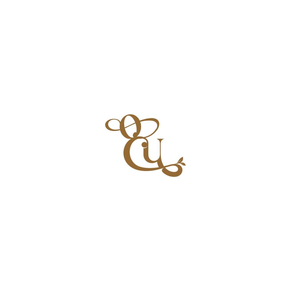 monogram wedding concept initial leaf line OU modern organic logo letter vector
