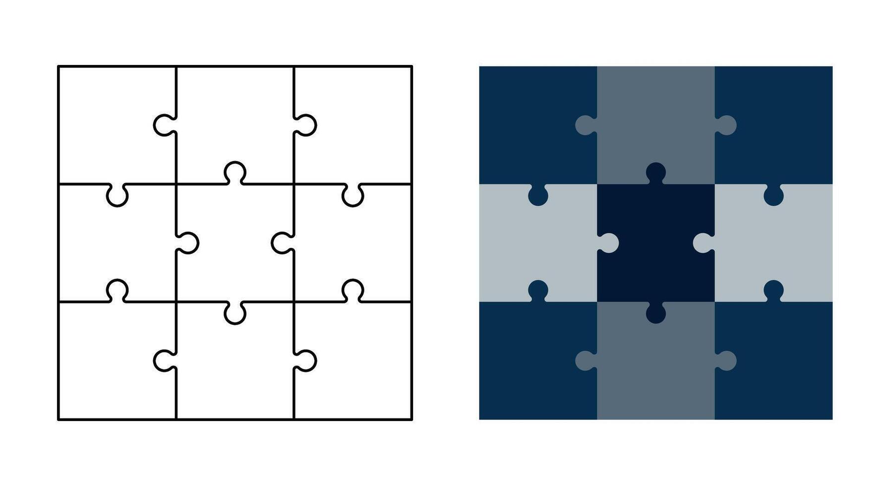 Puzzle of 9 square pieces. Editable Stroke. Creativity, inspiration, logical thinking. flat style vector