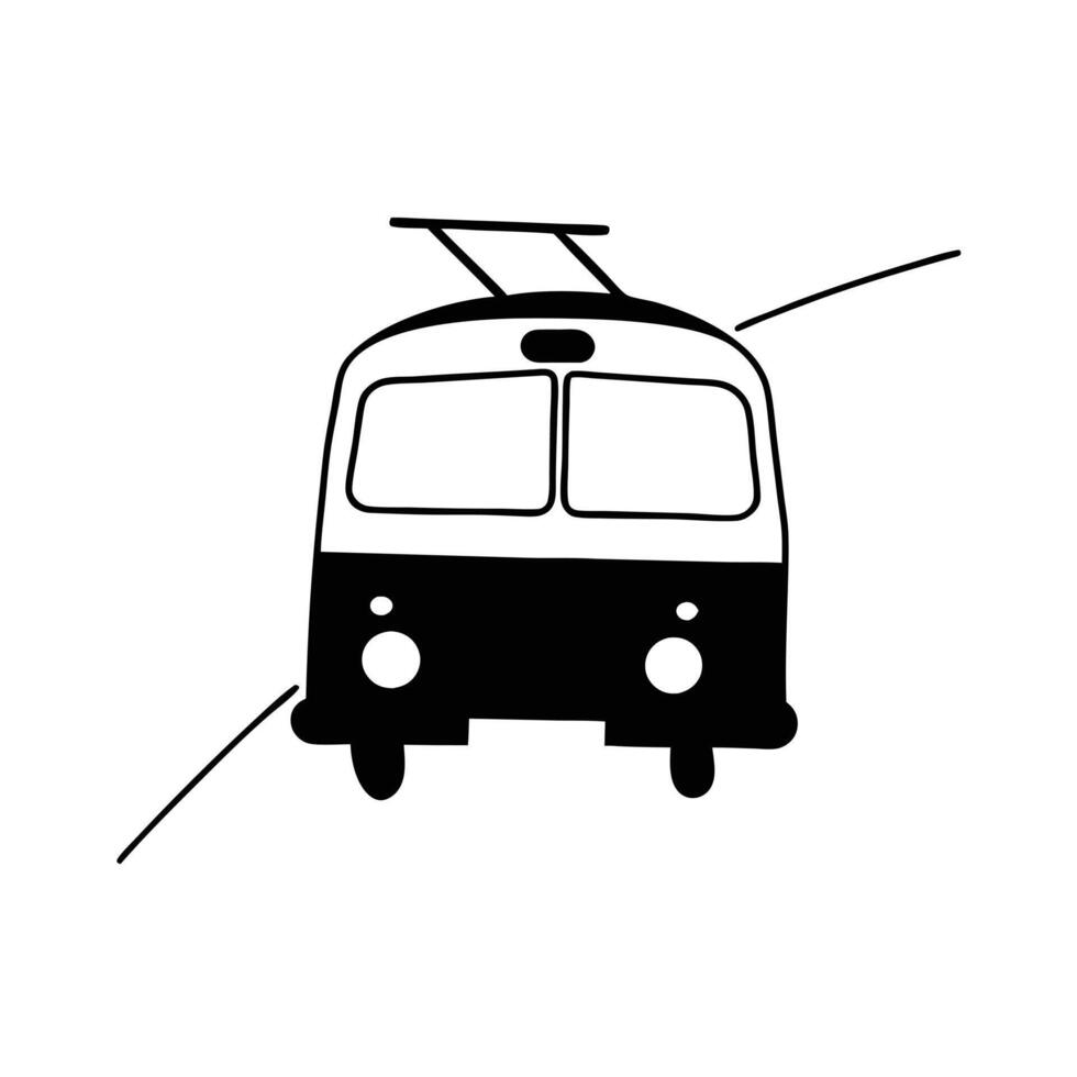 A black and white illustration of a train vector