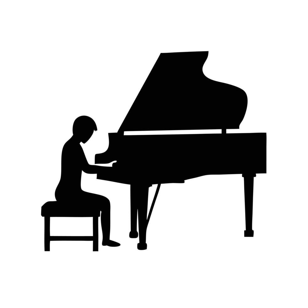 Silhouette of a person playing a piano vector