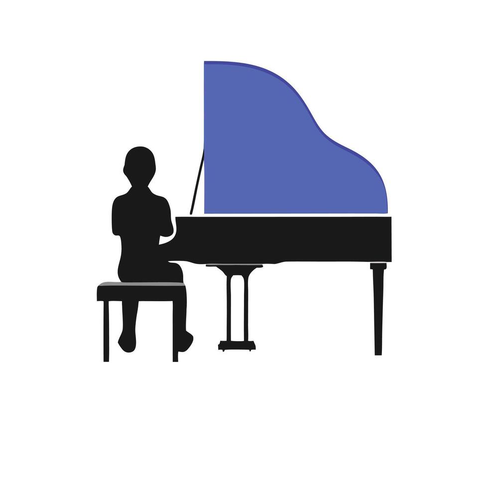 A person sitting at a piano and playing a piano vector